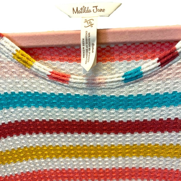 Matilda Jane Waffle Fabric Sweater Size 16 Girls Small Women’s Striped - Picture 2 of 2
